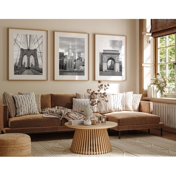 New York Fine Art Prints NYC 3 Piece Wall Art, Extra Large Black and White New York City Skyline Photography Triptych, Poster Only