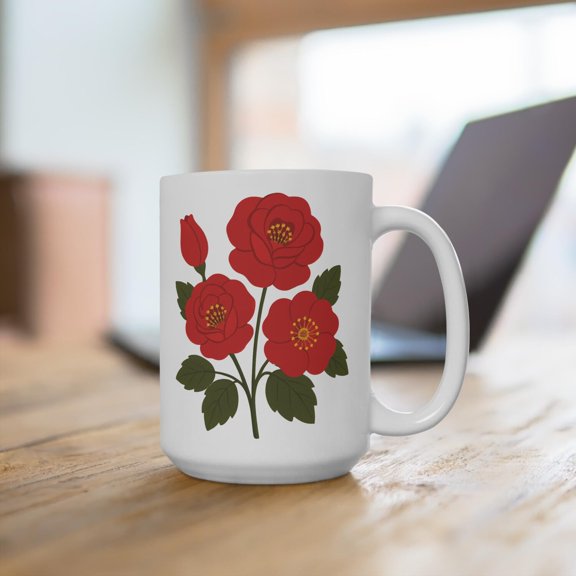 New York Floral Mug: 15oz Ceramic Coffee Cup, NYC Souvenir