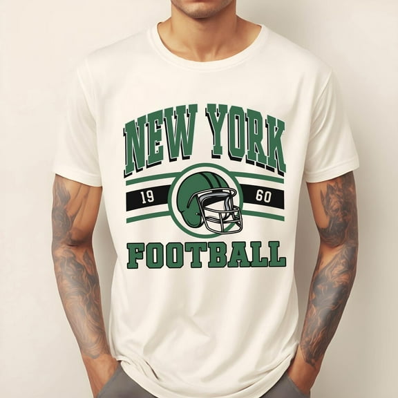 New York Football Retro 90s T-shirt, New York Football Fan Gifts Shirt, New York Game Day Shirts,Sand Color,Size L