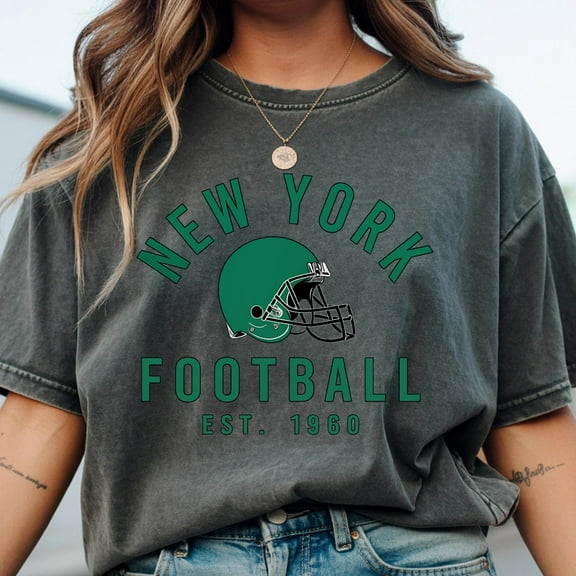 New York Football T-Shirt, New York Football Fan Apparel, Gift for Football Lover,Dark Heather Color,Size L