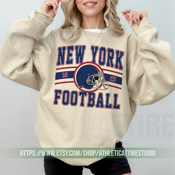 New York Football Vintage Sweatshirt, Giant Football Sweatshirt,Sand Color,Size L
