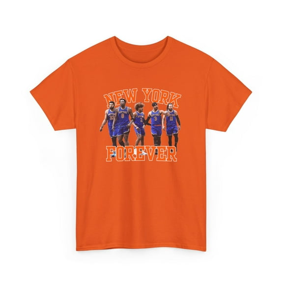 New York Forever Start 5 Jalen Brunson KA. Towns, J.Hart Basketball Cartoon Unisex Heavy Cotton Tee-KBNYK001-Orange-L