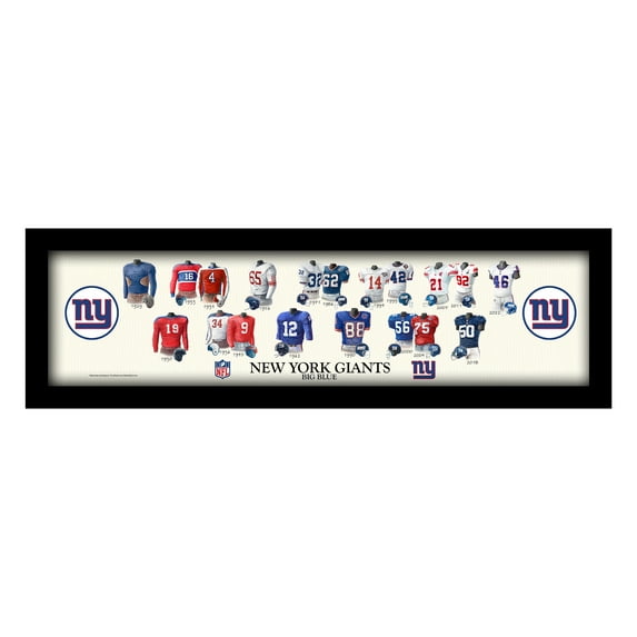 New York Giants 8" x 26" Framed Art Uniform Heritage Print