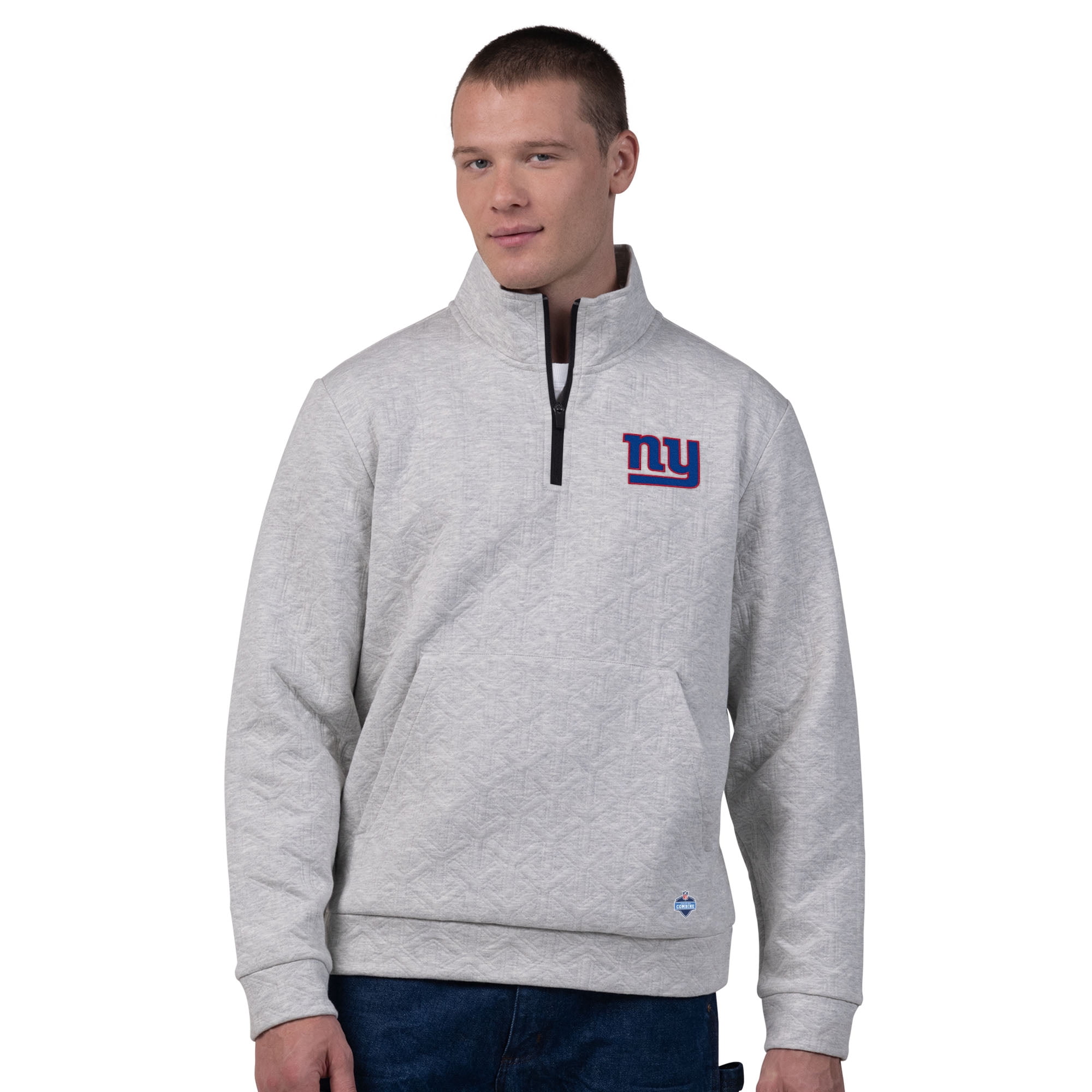 New York Giants Men's NFL Combine Textured 1/4 Zip Pullover Longsleeve Fleece