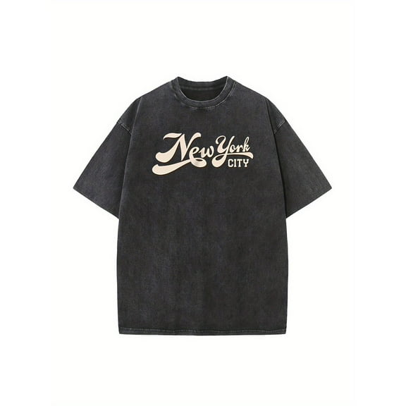 New York Graphic Vintage Tee Black S-2XL Cotton Casual summer round neck short sleeves top Comfortable Plus Size