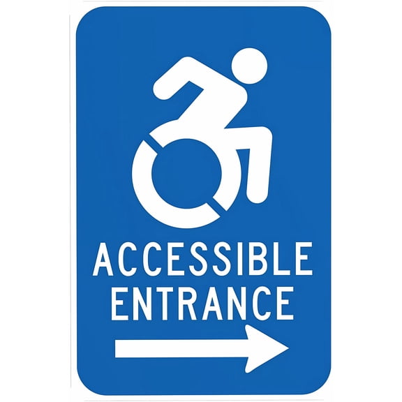New York Handicap Parking Accessible Entrance Right Arrow Sign - 8"x12", Metal Security Decor for Home, Business, Yard