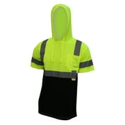 New York Hi-Viz Workwear BFSH4512 High-Visibility Class 3 Short Sleeve T-Shirt, Moisture Wicking Mesh Birdseye, With Black Bottom and Hoodie XL, Lime, 5EA