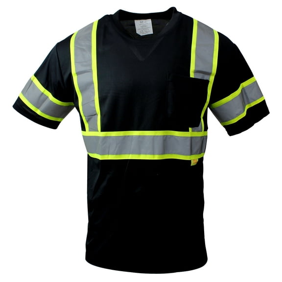 New York Hi-Viz Workwear NY BFS-T5513 High-Visibility Class 3 T Shirt with Moisture Wicking Mesh Birdseye, Black Bottom (3XL, Black)