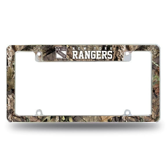 New York Hockey Rangers Chrome Metal License Plate Frame Camouflaged Camo Design