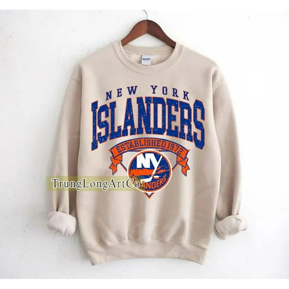 New York Hockey Sweatshirt Crewneck, Vintage Islanders shirt, New York Hockey Fan shirt, Hockey Tee, Islanders Sweatshirt ,Sand Color,Size M
