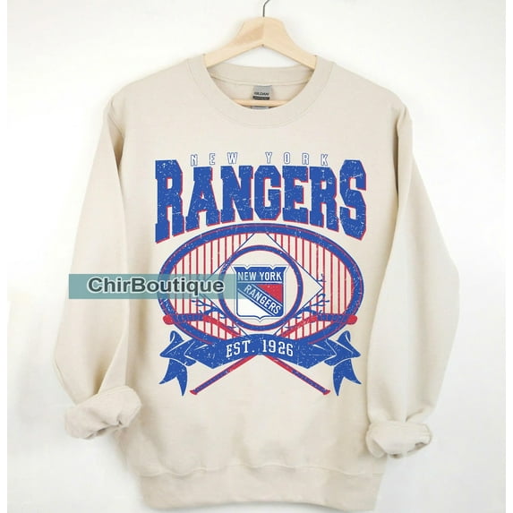 New York Hockey Sweatshirt Crewneck, Vintage Rangers shirt, New York Hockey Fan shirt, Hockey Tee, Rangers Sweatshirt ,Sand Color,Size XL