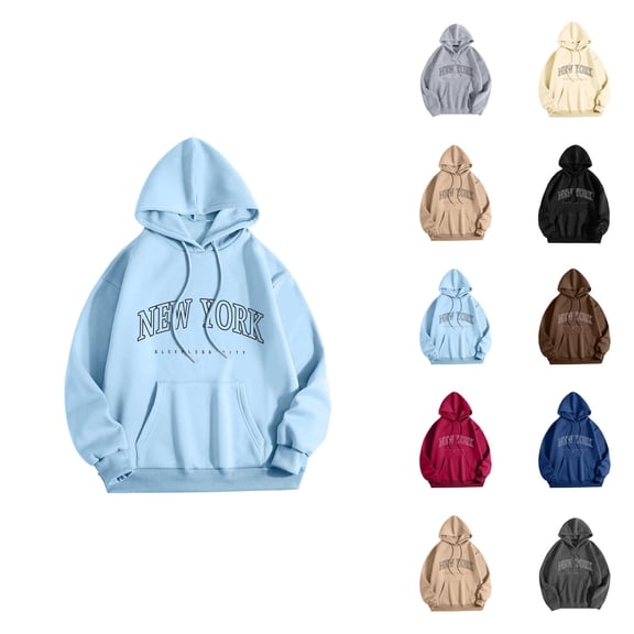 New York Hoodie 2025 Streetwear Long Sleeve Y2K Graphic Hoodies with Pockets Hooded Sweatshirt Hoodie Women Pullover