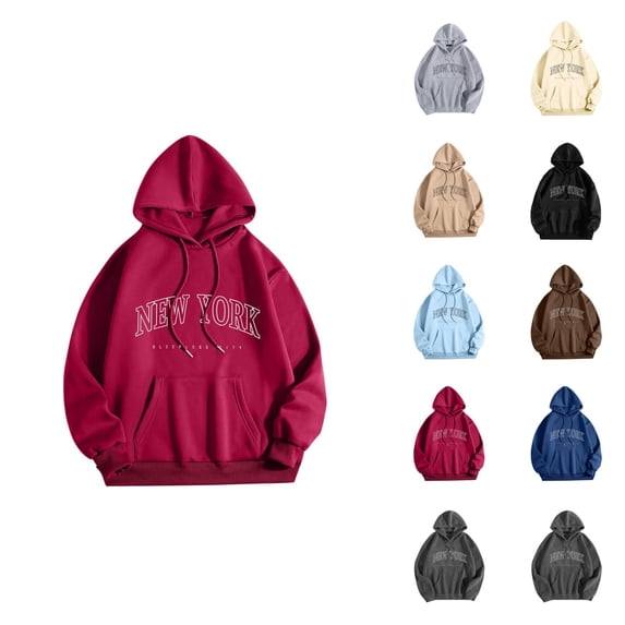 New York Hoodie 2025 Streetwear Long Sleeve Y2K Graphic Hoodies with Pockets Hooded Sweatshirt Hoodie Women Pullover