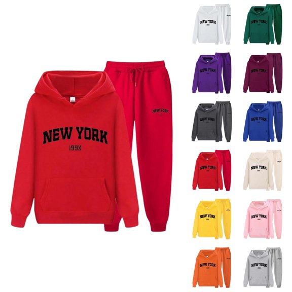 New York Hoodie and Sweatpants Set 2025 Trendy Hoodie and Jogger Sweatpants Matching Set Lounge Sets