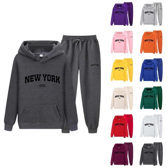 New York Hoodie and Sweatpants Set 2026 Trendy Hoodie and Joggers Matching Set Lounge Sets
