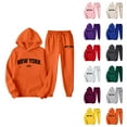 thumbnail image 1 of New York Hoodie and Sweatpants Set Long Sleeve Hooded Sweatshirt with Pockets Elastic Waist Pants Tracksuit for Women, 1 of 4