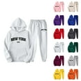 thumbnail image 1 of New York Hoodie and Sweatpants Set Long Sleeve Hooded Sweatshirt with Pockets Elastic Waist Pants Tracksuit for Women, 1 of 4