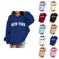 thumbnail image 1 of New York Hoodies for Girl Fall Winter Long Sleeve Casual Graphic Hooded Sweatshirt with Pockets Kids Pullover Tops, 1 of 1