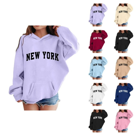 New York Hoodies for Kids Boys Girls Long Sleeve Casual Graphic Hooded Sweatshirt with Pockets Pullover Tops
