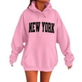 thumbnail image 1 of New York Hoodies for Women 2025 Fall Winter Long Sleeve Hooded Sweatshirt with Pockets Pullover Tops Streetwear, 1 of 4
