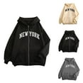 thumbnail image 1 of New York Hoodies for Women 2025 Long Sleeve Zip Up New York Hoodie with Pockets Hooded Sweatshirt Women Jacket, 1 of 6