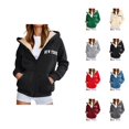 thumbnail image 1 of New York Hoodies for Women Fall Winter Long Sleeve Fleece Lined Zip Up Graphic Hooded Sweatshirt Jacket with Pockets, 1 of 6