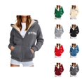 thumbnail image 1 of New York Hoodies for Women Fall Winter Long Sleeve Fleece Lined Zip Up Graphic Hooded Sweatshirt Jacket with Pockets, 1 of 6