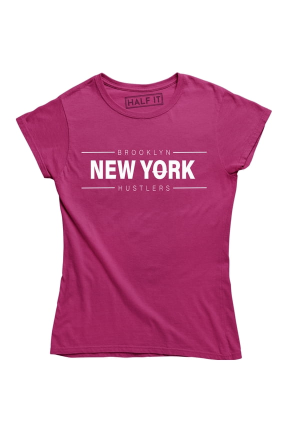 New York Hustlers Printed Slogan Graphic Nyc Brooklyn Street USA Star T-Shirt