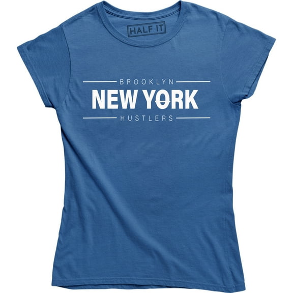 New York Hustlers Printed Slogan Graphic Nyc Brooklyn Street USA Star T-Shirt