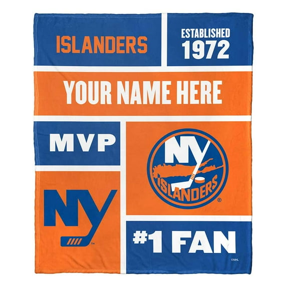 New York Islanders NHL Colorblock Personalized Silk Touch Throw Blanket, 50" X 60"