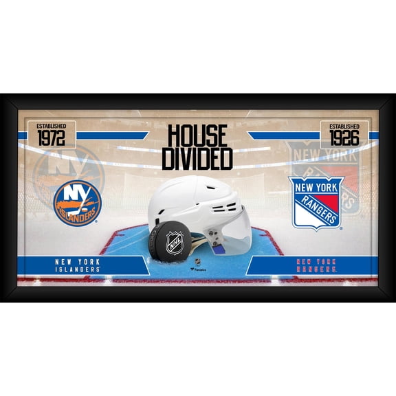 New York Islanders vs. New York Rangers Framed 10" x 20" House Divided Hockey Collage