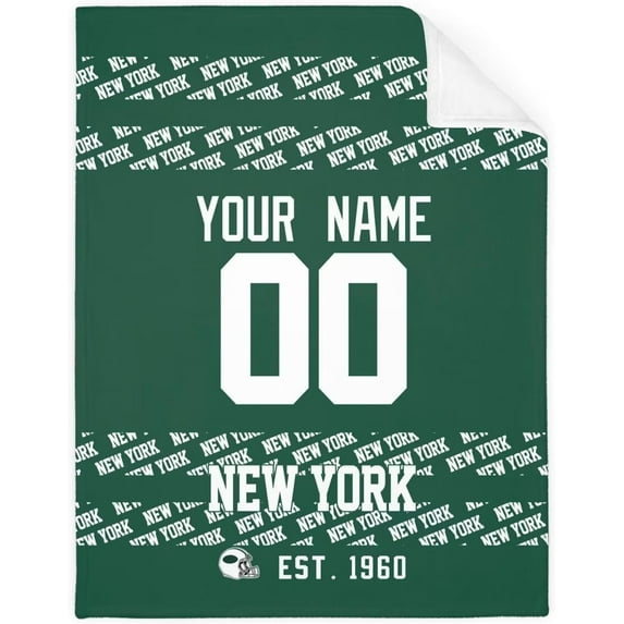 New York J Blanket Custom Name and Number Throw Blanket for Men Women Boy Gifts