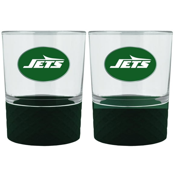 New York Jets 2-Pack 14oz. Rocks Glass Set with Silcone Grip