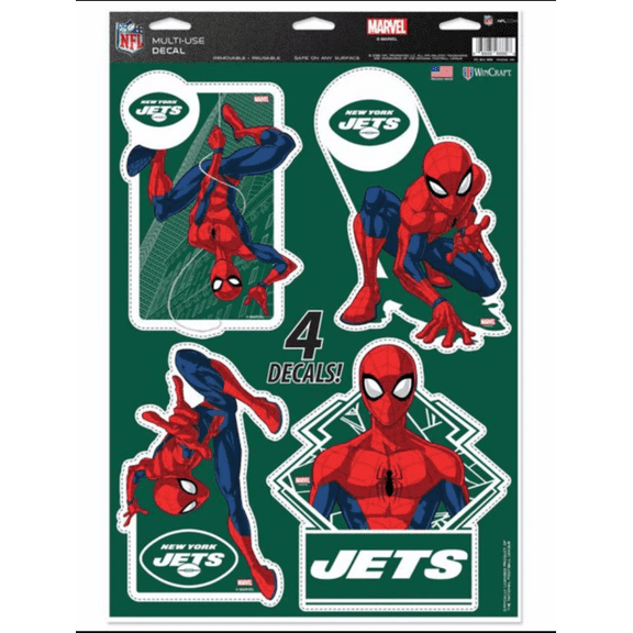 New York Jets 4 PIECE MARVEL SPIDERMAN DECALS 11"X17" WALL GRAPHICS DISNEY