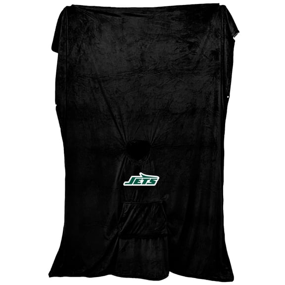 New York Jets 60" x 80" Logo Patch Team Color Bloncho with Sherpa