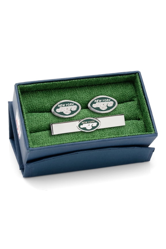 New York Jets Cufflinks & Tie Bar Gift Set