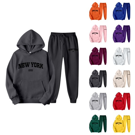 New York Jogging Suits for Women 2026 Casual Hoodie and Joggers Sweatpants Matching Set