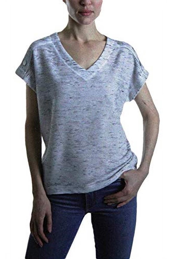 Jones Ladies Textured Striped Top (Ivory Navy, Large)