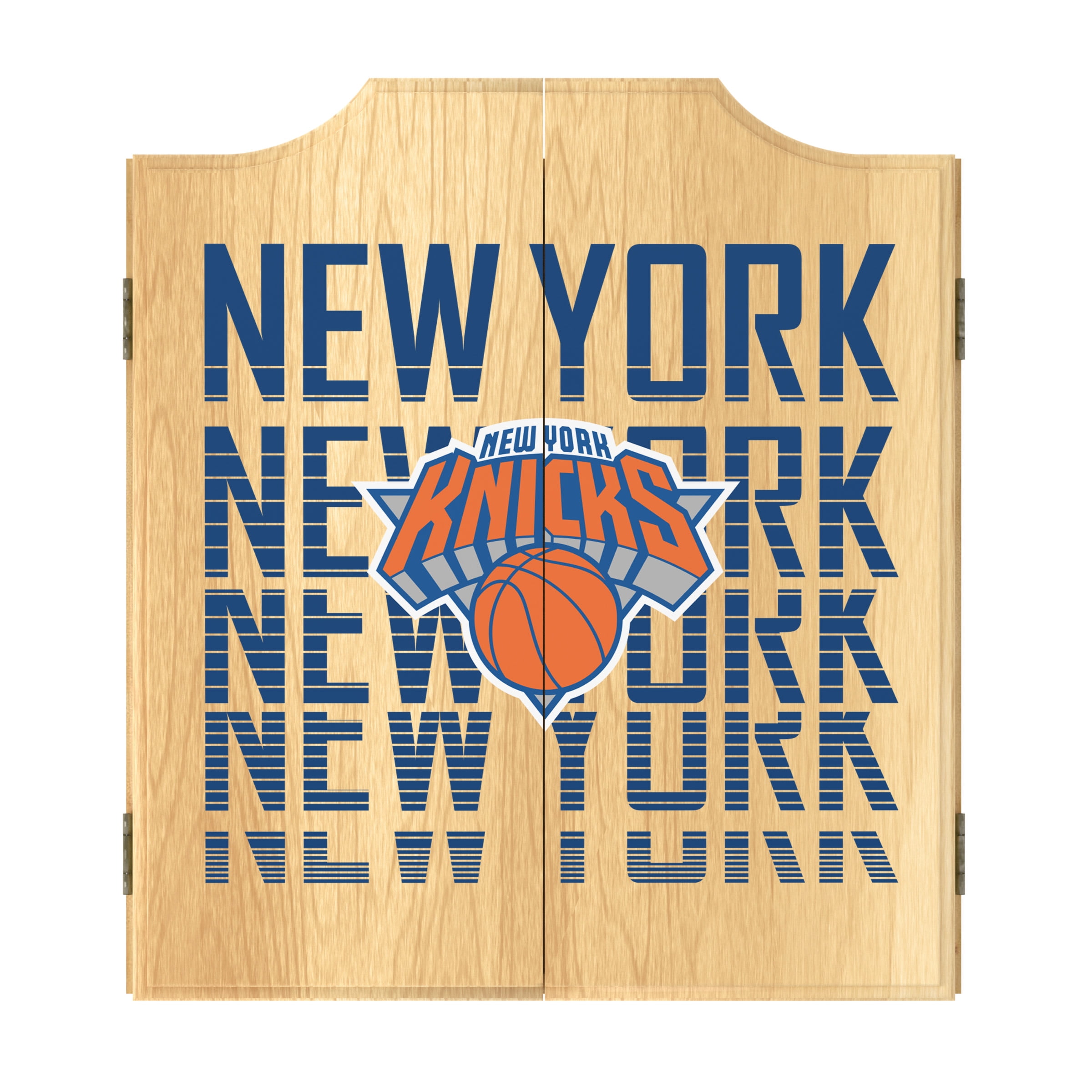 New York Knicks City Dart Board Cabinet Set with 6 Steel Tip Darts