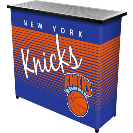New York Knicks NBA Hardwood Classics Portable Bar, Pop-Up Drink Station Patio, Garage or Man Cave Accessories - Blue, Orange, Silver