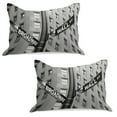 thumbnail image 1 of New York Knitted Quilt Pillowcover Set of 2, Street Signs of Intersection of Wall Street Finance and Theater Destinations, Standard Queen Pillow Sham Bedroom, 30" x 20", White and Black, by Ambesonne, 1 of 1