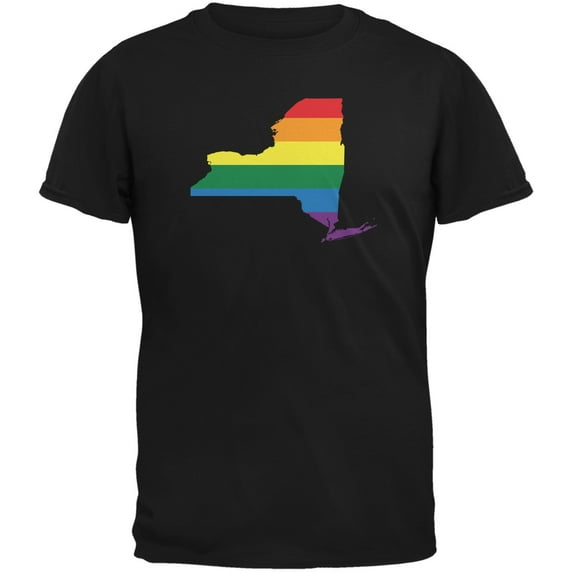 New York LGBT Gay Pride Rainbow Black Adult T-Shirt - Large