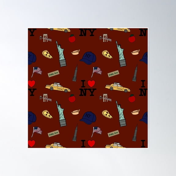 New York Landmarks Poster Wall Art, Modern Wall Decor, 30x30 UNFRAMED