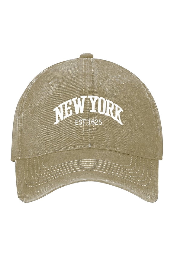 New York Letter Print Vintage Wash Dad Hat Adjustable Curved Brim Baseball Cap,Made In USA,Casual Outdoor Sports Fishing Cap for Men and Women