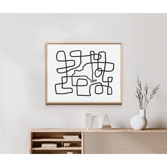 New York Line Art Print One Line Drawing New York Abstract Line Print Minimalist Map of New York Art Print