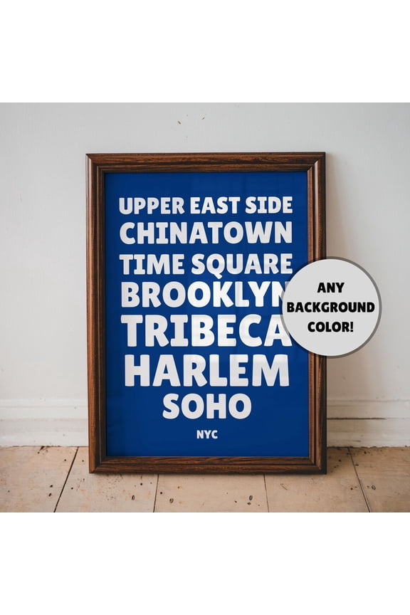 New York Locations Wall Art Poster, Nyc Poster, Travel Wall Art Poster, Air Bnb Decor, Typography Poster, Unique Home Decor,, Unframed Poster Size 12x18