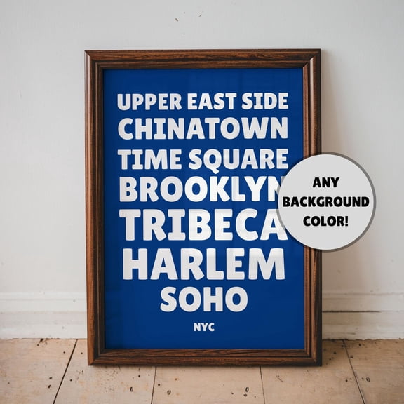 New York Locations Wall Art Poster, Nyc Poster, Travel Wall Art Poster, Air Bnb Decor, Typography Poster, Unique Home Decor,, Unframed Poster Size 8x12