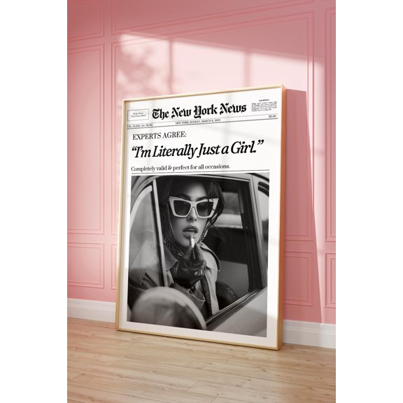 New York Magazine Retro Headline Girly Dorm Bathroom Poster, Unframed Poster