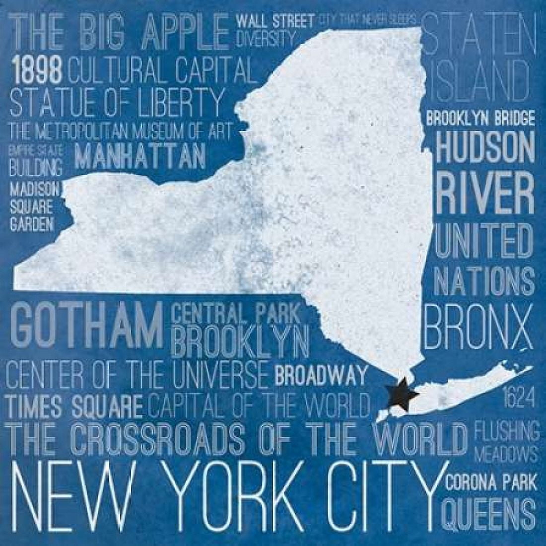 New York Map Border Canvas Art - Sundance Studio (24 x 24)
