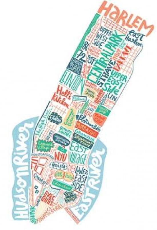 New York Map Canvas Art - Benoit Cesari (20 x 28)